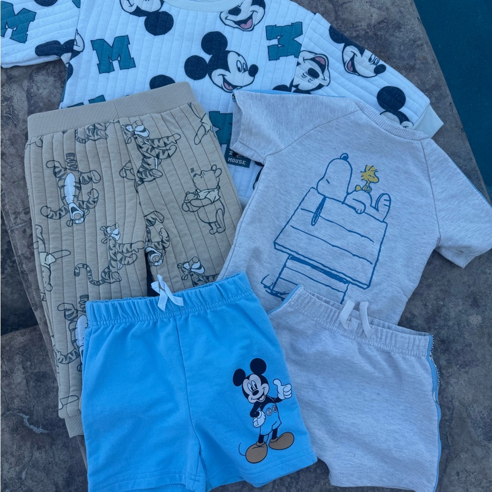 Disney bundle 12m-2T Mickey, Pooh, Snoopy baby/toddler bundle
